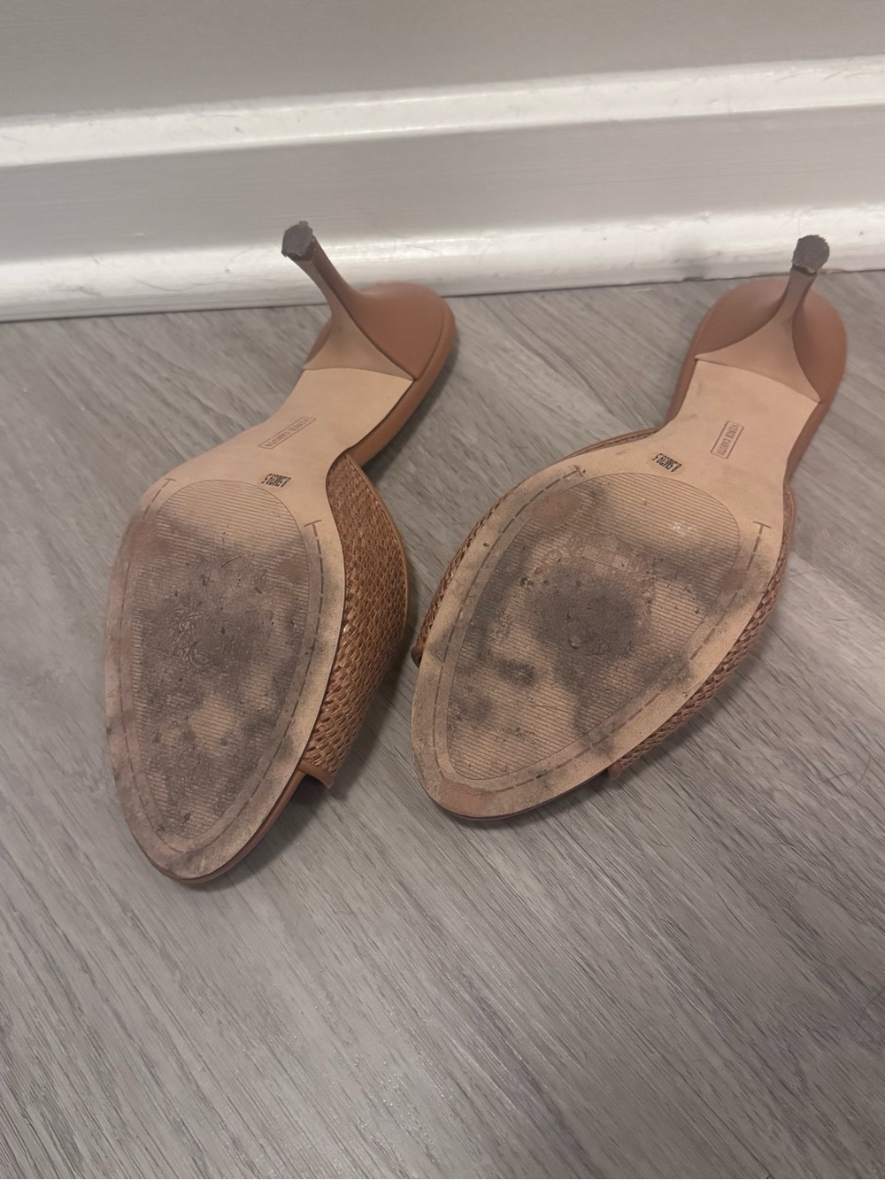 Vince Camuto Tan Woven Leather Mule Heels - Picture 2 of 2